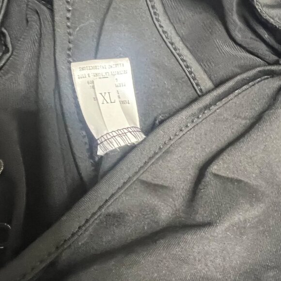 Sexy Black Sheer Mesh Pearl Embellished Two-Piece Set Ruffle Chaps Women Size XL - Picture 9 of 16